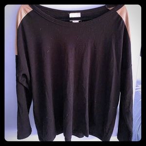 FreeLoader scoop neck long sleeve black blouse